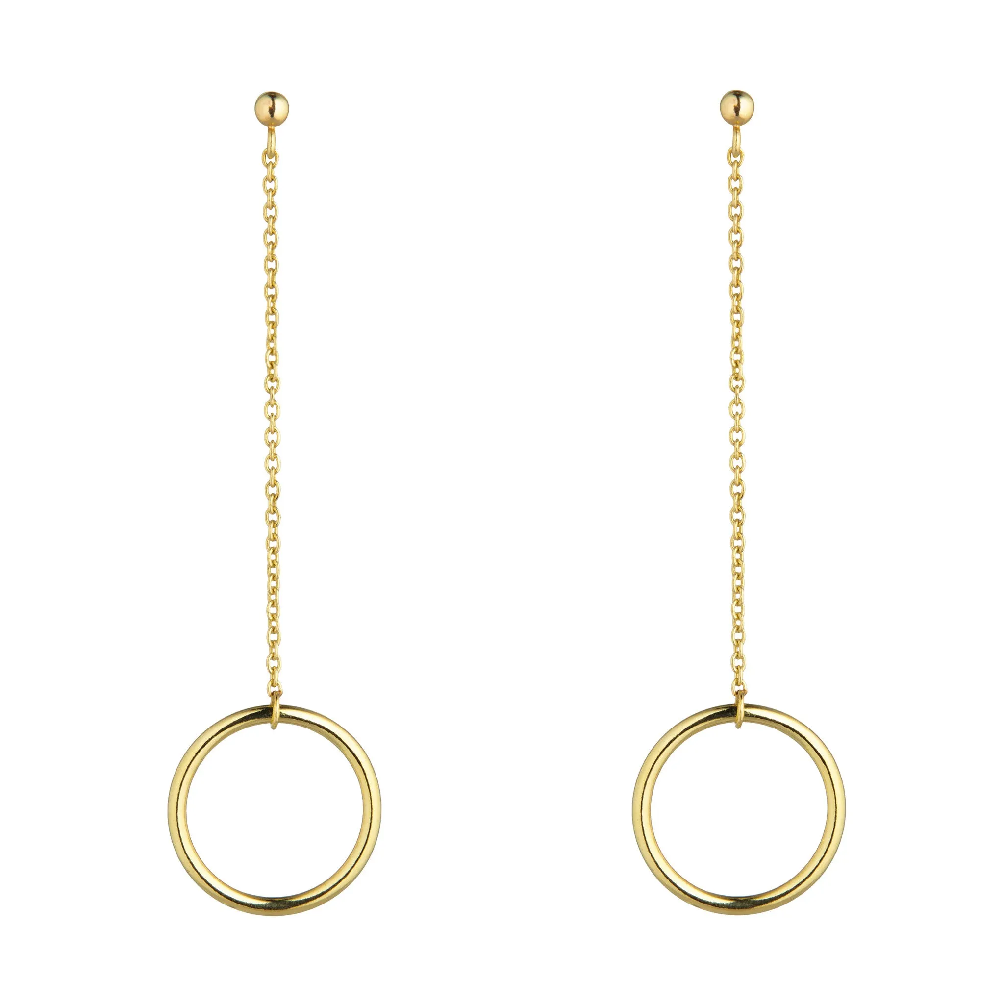 9kt Gold Circle Chain Drop Earrings