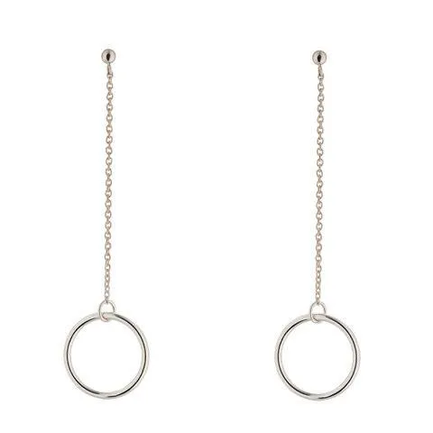 9kt Gold Circle Chain Drop Earrings