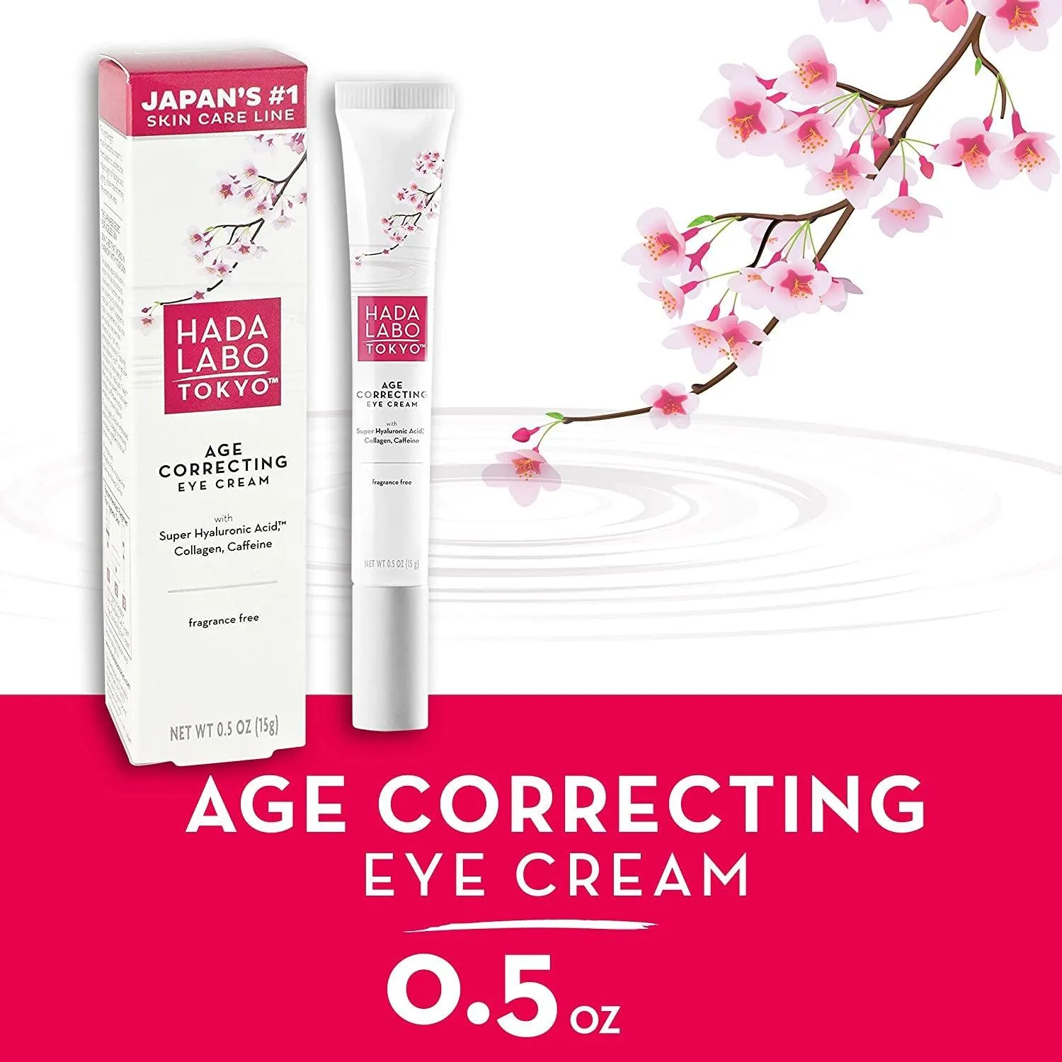 Age Correcting Eye Cream, Anti-Aging Super Hyaluronic Acid, Collagen & Caffeine Reduce Wrinkles, Dark Circles & under Eye Puffiness, Lift, Firm & Brighten Eyes, 0.5 Oz