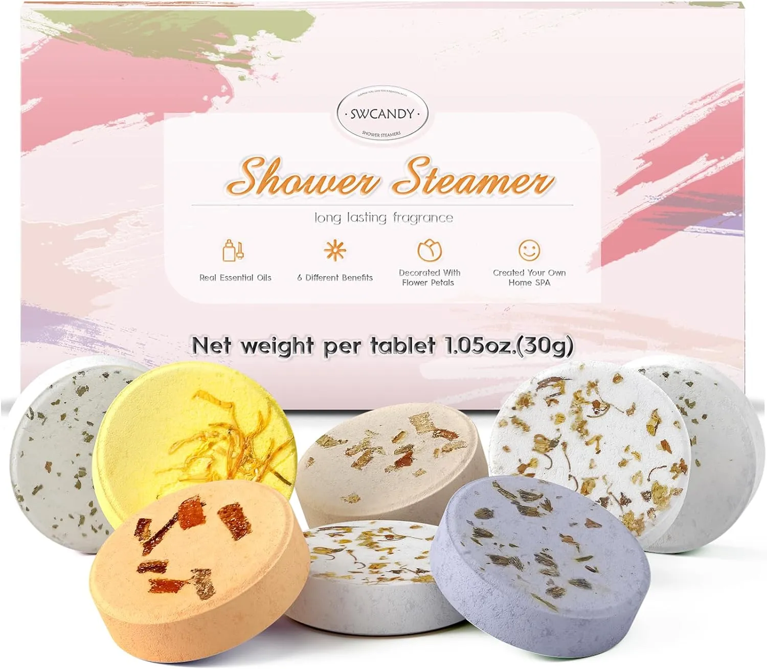 Aromatherapy Shower Steamers Stocking Stuffers for Women Christmas Gifts - Swcandy 8 Pcs Bath Bombs Birthday Gifts for Women.