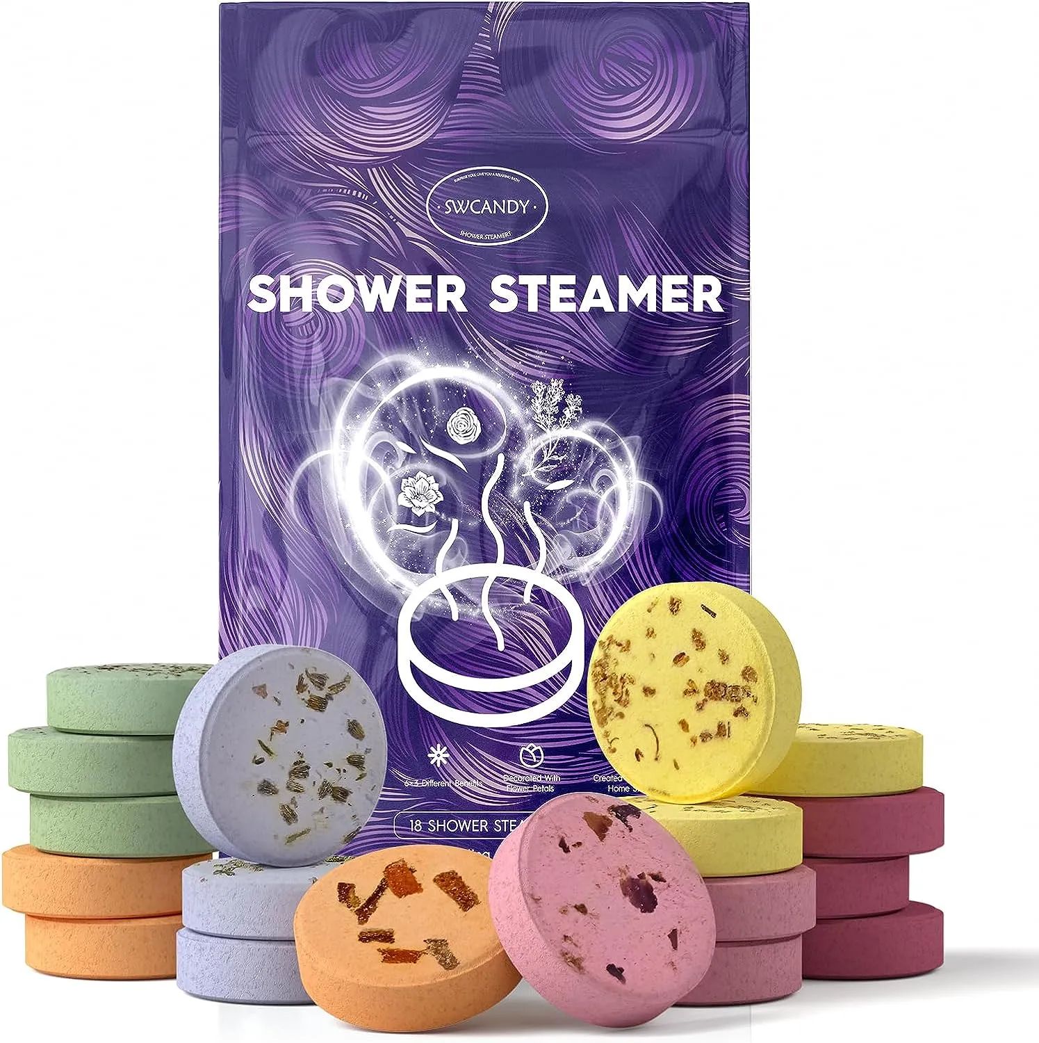 Aromatherapy Shower Steamers Stocking Stuffers for Women Christmas Gifts - Swcandy 8 Pcs Bath Bombs Birthday Gifts for Women.