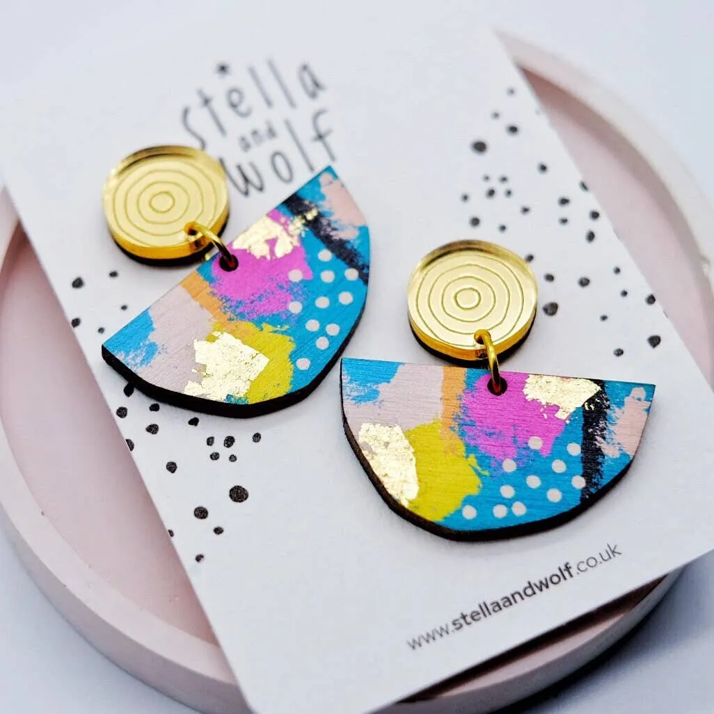 Colourful statement drop earrings