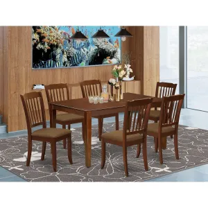 East West Furniture CADA7-MAH-C 7 Piece Dining Room Furniture Set Consist of a Rectangle Kitchen Table and 6 Linen Fabric Upholstered Dining Chairs, 36x60 Inch, Mahogany