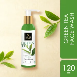 Good Vibes Green Tea Face Wash | Purifying, Acne Control, Deep Cleansing | Eliminates Pimples, Suitable For All Skin Types | 120 ml