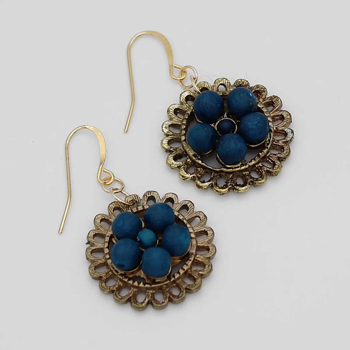 Pia Vintage Earrings Blue Circular