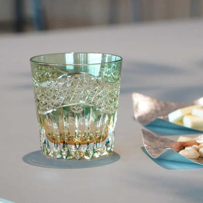 [ROCKS GLASS] WHISKEY GLASS KASANEIROME GYOKO (MORNING LIGHT) | EDO KIRIKO | KAGAMI CRYSTAL